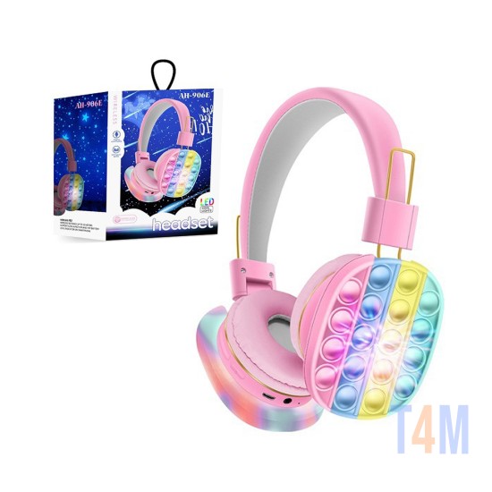 Bubble Toy Wireless Headphones AH-906E with LED Pink